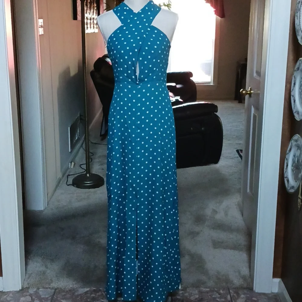 NWT MAXI SUNDRESS TEAL XS/S - Picture 4 of 14